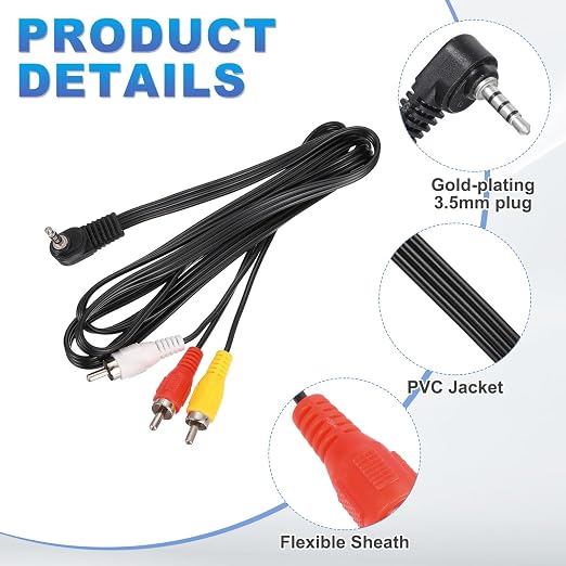 MECCANIXITY TRRS3.5mm Male Right Angle to Gold Plating RCA Jack Cable 1.2 M/4