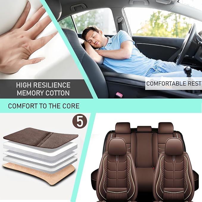 Leather Car Seat Covers Fit for Toyota Corolla Cross 2022-2024, 5 Seater Car Seat Cover, Premium Waterproof, Scratch Resistant Car Interior Accessories (Full Set Coffee)