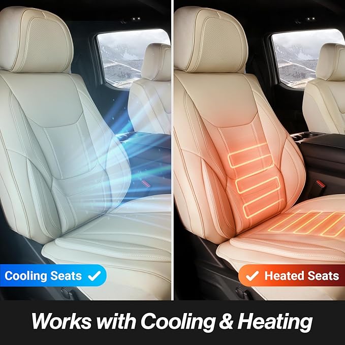 Coverland Custom Fit Car Seat Covers for SUV Compatible with [Lexus RX 300, RX 330, RX 350] Premium Car Seat Cover Water Resistant Leather Non-Slip Interior Protector [Full set Beige - Size Chart X91]