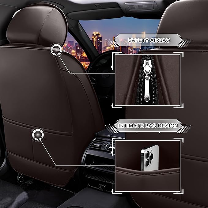 CTDS Car Seat Covers for Jeep Grand Cherokee L 2021-2026, Stylish Sport Seat Cover, Premium Nappa Leather Car Seat Cover. Automobile Seat Covers Sets.(Standard 5 Seats/Coffee Color)