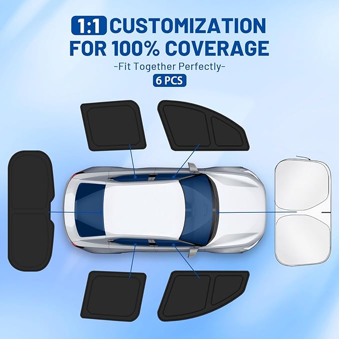 Car Window Shades for Toyota Corolla 2020-2024 Accessories - Full Set 6PCS Side Window Sunshades with Memory Frame & Blackout Fabric, Privacy UV Shield for Camping/Travel