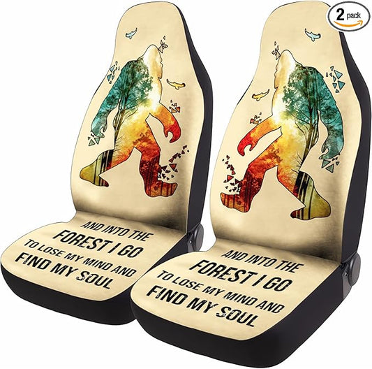 GENANY Bigfoot Car Seat Covers Set of 2, Breathable Front Seat Covers for Truck Sedan SUV, Sasquatch Car Accessories, Bigfoot Gift for Women Men