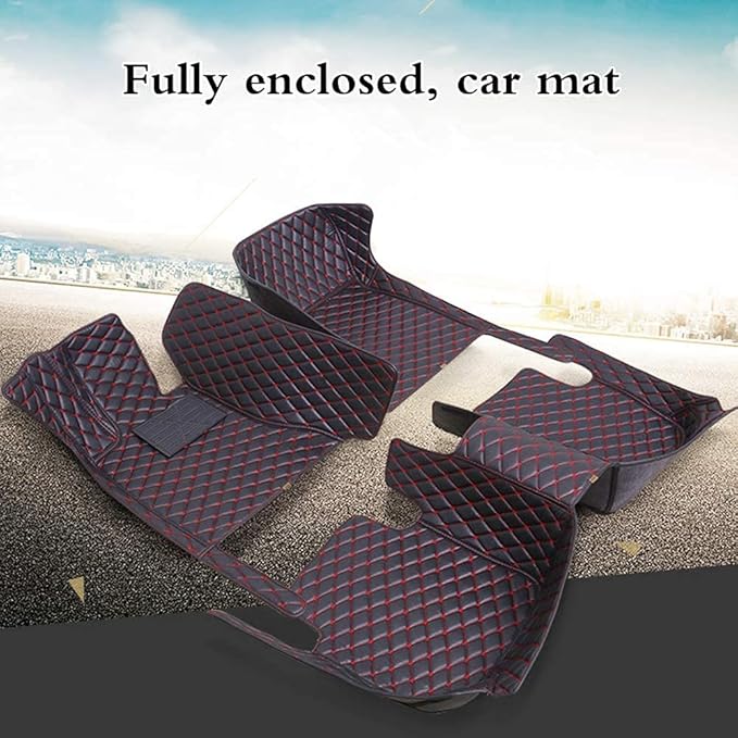 Custom Fit Car Floor Mats - Full Coverage Automotive Leather Floor Liners for Most Vehicles by MingyunSM (Black & Yellow)