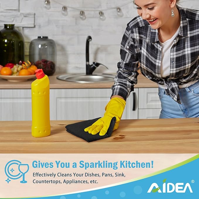 AIDEA Microfiber Cleaning Cloth Black 24PK, Microfiber Towels for Cars, Premium Car Cloths, Dusting Cloth Lint Free Cleaning Rags for SUVs, House, Kitchen, Window, Workshops,11.5×11.5"