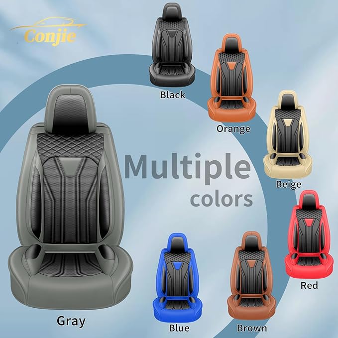 Fit CRV Car Seat Covers Premium Leather for Honda CRV cr-v 2011-2025 2026. Waterproof， Breathable, Scratch-Resistant & All-Weather Seat Cushion Protector (Front Seat,Gray&Black)