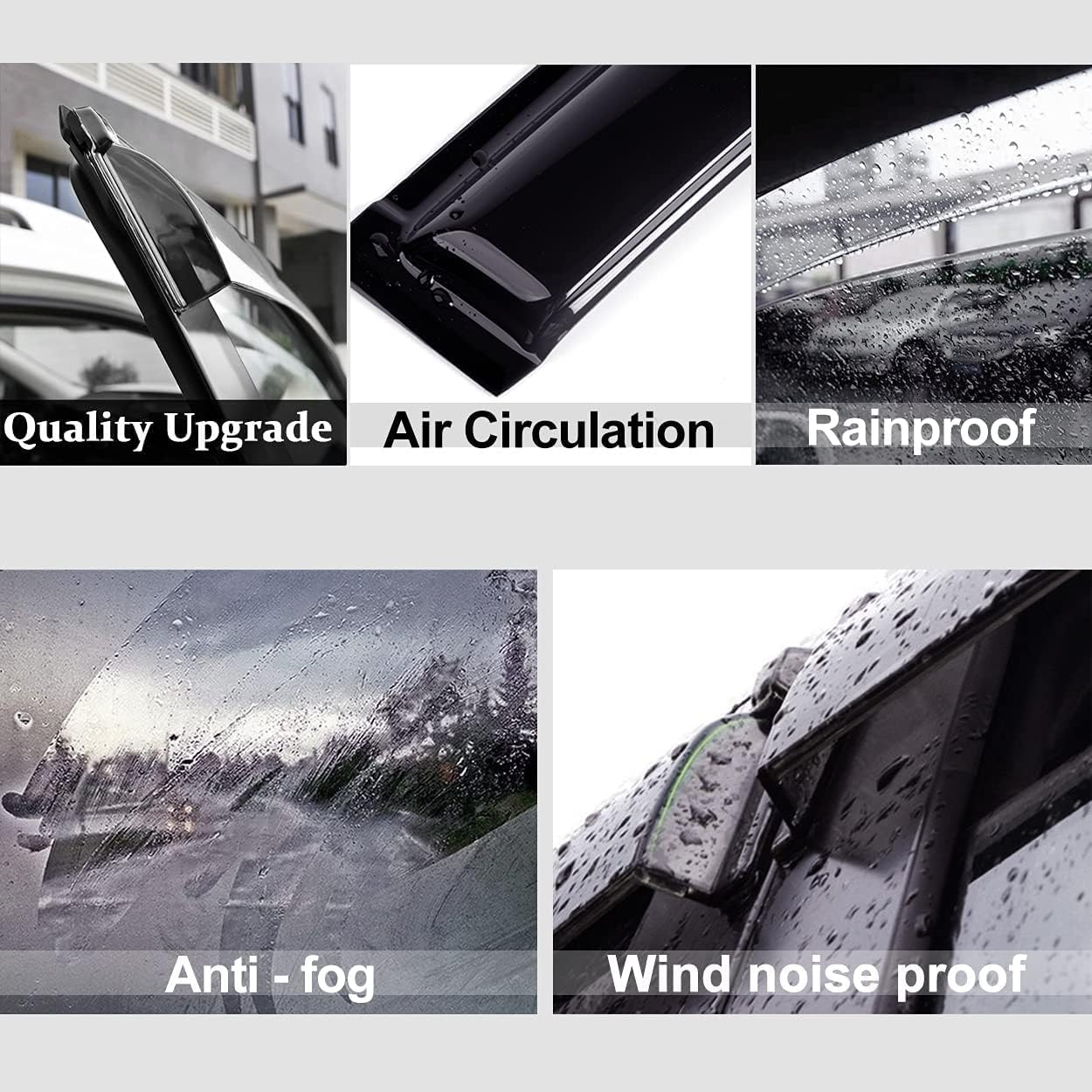 Side Window Wind Deflector, 4pcs Out-Channel Tape-On Nice Rain Guards Set, Window Visor fit for 2007-2018 Jeep Patriot 94359