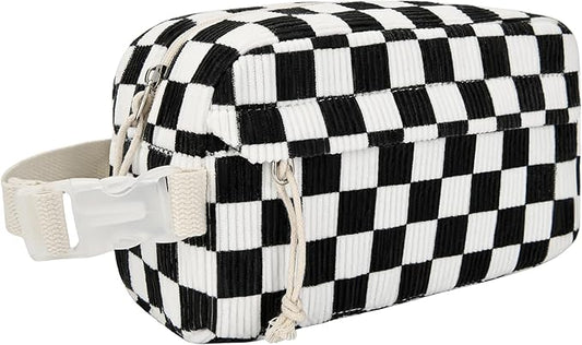 Small Insulated Snack Bag Lunch Bag for Kids Lunch Box for Women/Men, Collapsible [3L/5-Can] Reusable Lunch Bag Cooler Bag for Bottle with Handle Buckle for Work/School, Black Checkered