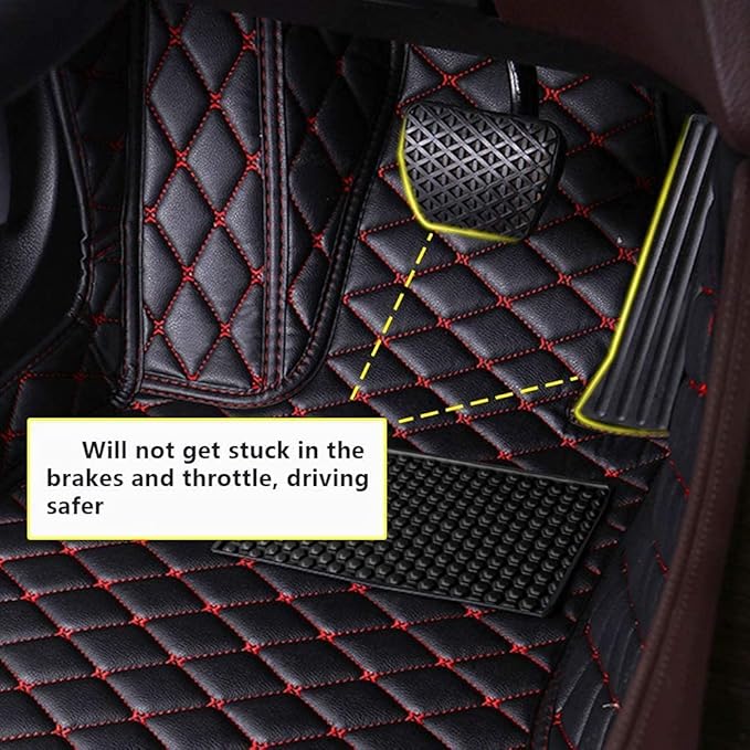 Custom Fit Car Floor Mats - Full Coverage Automotive Leather Floor Liners for Most Vehicles by MingyunSM (Black Yellow)