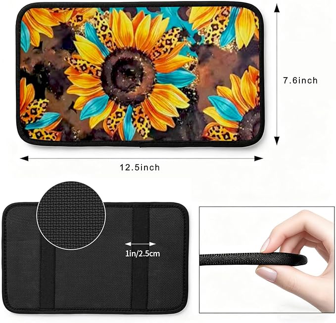 Leopard Vehicle Center Console Armrest Cover Pad,Cheetah Car Accessories Soft Middle Console Cushion Pad,Auto Arm Rest Mat Decor Leopards Gifts for Women Men Dad for Most Vehicle SUV Truck