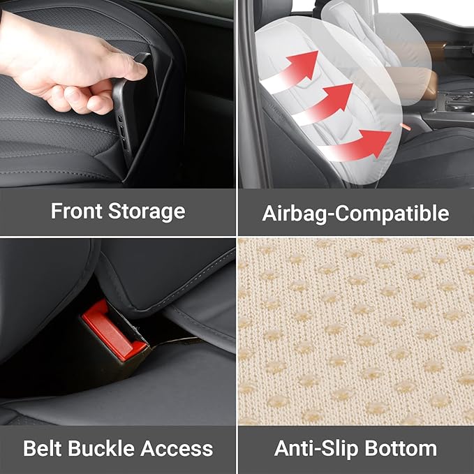 Coverland Custom Fit Car Seat Covers for SUV Compatible with [Captiva Sport, Rogue, Cayenne, Tiguan] Premium Water Resistant Leather Non-Slip Interior Protector [Full Set Dark Gray - Size Chart X65]