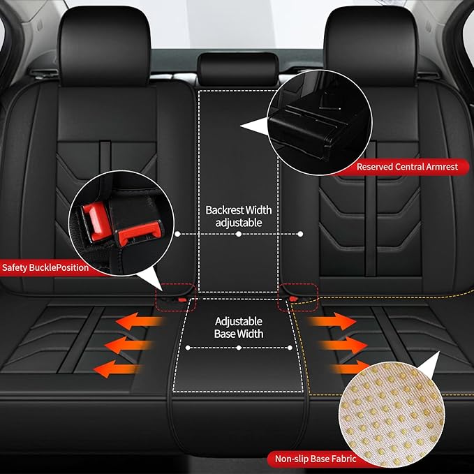 TTX LIGHTING Car Seat Covers fit for Toyota 4runner 2003-2026 Full Set: Premium Leather Automotive Seat Cover with Airbag Compatible Waterproof (5 Seats, Black)