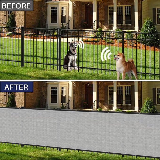Windscreen4less Privacy Fence Screen Heavy Duty Windscreen Fencing Mesh Fabric Shade Net Cover with Brass Grommtes for Outdoor Wall Garden Yard Pool Deck, 8'x271' Light Gray