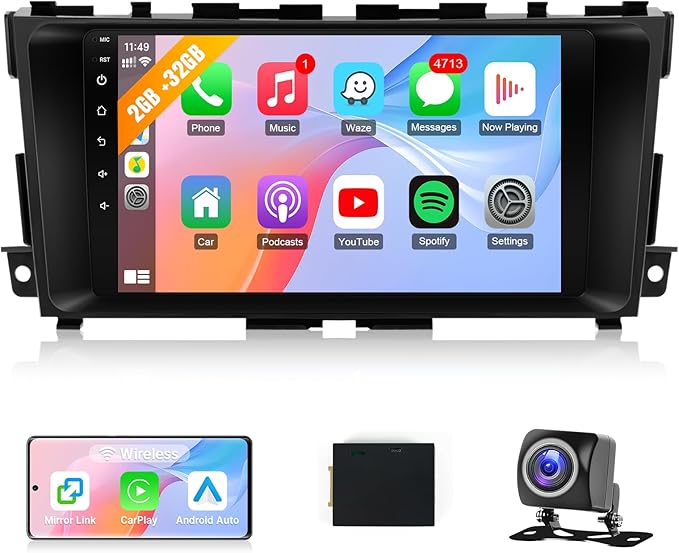Leadfan 9 inch Touch Screen Car Radio for Nissan Altima 2013 2014 2015 2016 2017 2018 Wireless CarPlay Android Auto, Bluetooth HD Display Backup Camera SWC Can Bus (for Nissan Altima 2013-2018)