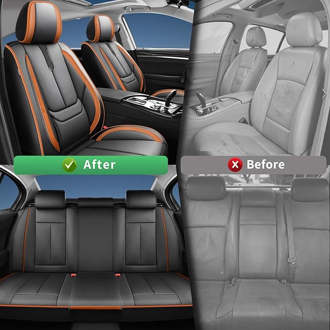 Fit Impreza Car Seat Covers for Subaru Impreza 2004-2024 2025 2026 -Upgraded Premium Waterproof & Breathable Leather,Airbag Compatible,All-Weather Seat Cushion Protector,Full Set,Black-Brown