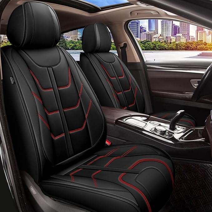 TTX LIGHTING Car Seat Covers fit for Nissan Rogue 2009-2026 Full Set: Premium Leather Automotive Seat Cover with Airbag Compatible Waterproof (5 Seats, Redline)