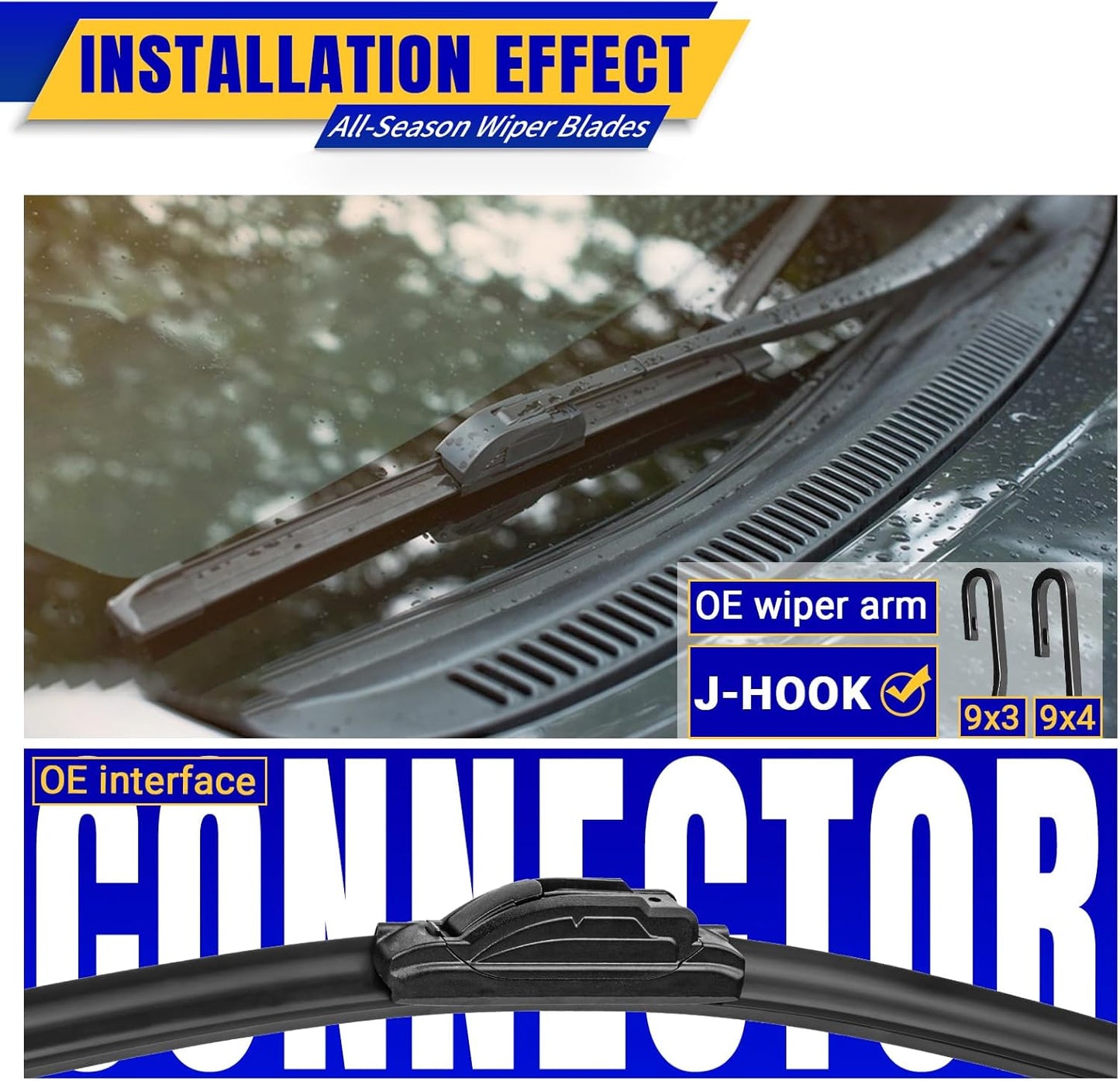 3 wipers Replacement for 2014-2018 BMW X5, Windshield Wiper Blades Original Equipment Replacement - 24"/20"/12" (Set of 3) U/J HOOK
