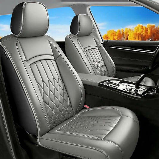 Fit TLX Car Seat Covers for Acura TLX 2014-2025 2026 - Premium Leather, Waterproof, All-Weather, Airbag Compatible, Anti-Slip, Breathable, Easy Install, Seat Protectors, Full Set, Gray