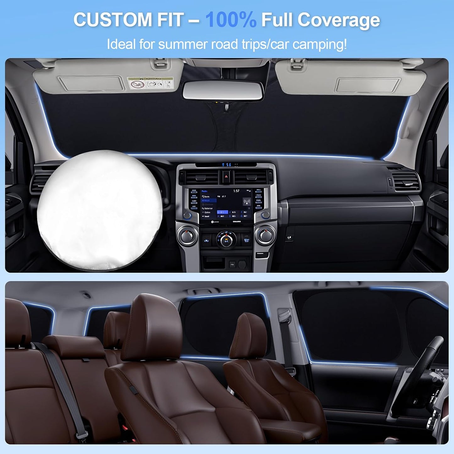 8pcs Car Window Shades for Hyundai Santa Fe 2013-2018 Accessories,Windshield Side Rear Full Sunshade,Sun Visor UV Blocking, Privacy Protection and Blackout for Camping Outdoor