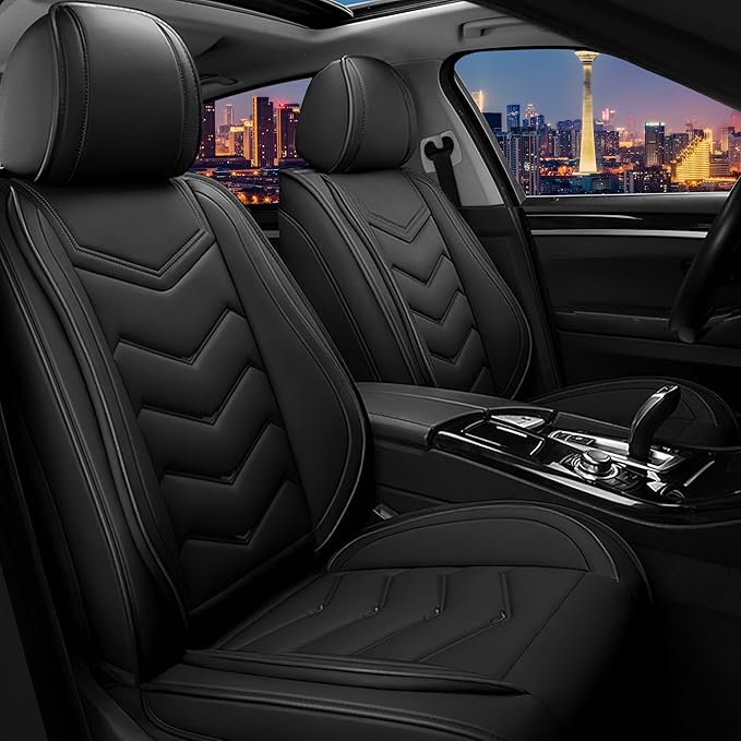 CTDS Car Seat Covers for Chevy Malibu 2000-2026, Stylish Sport Seat Cover, Premium Nappa Leather Car Seat Cover. Automobile Seat Covers Sets.(Standard 2 Seats/Pure Black)
