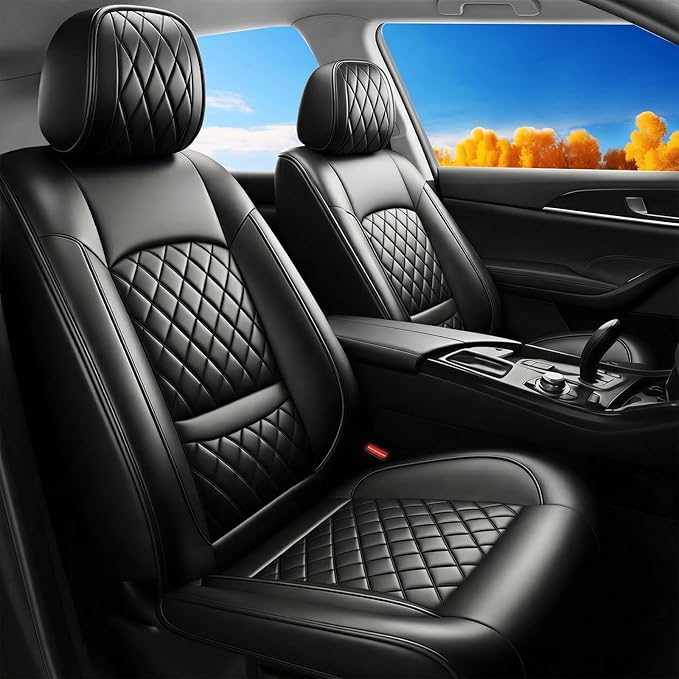 Fit RLX Car Seat Covers for Acura RLX 2013-2020 - Premium Leather, Waterproof, All-Weather, Airbag Compatible, Breathable, Easy Install, Seat Protectors, Only 2 Front seat Covers, Black