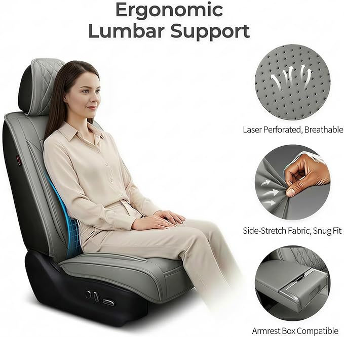 Fit RLX Car Seat Covers for Acura RLX 2013-2020 - Premium Leather, Waterproof, All-Weather, Airbag Compatible, Breathable, Easy Install, Seat Protectors, Only 2 Front seat Covers, Gray