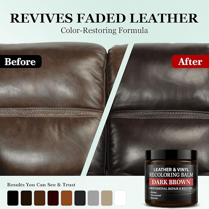 Leather Color Restorer, Leather Recoloring Balm, Scratch Remover, Leather Dye, Leather Paint, Leather Repair Kit for Furniture Couches Car Seats Shoes Bags, Black