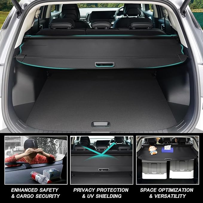 Cargo Cover for Volkswagen VW Tiguan 2024-2018 (Not Fit 2026 Tiguan) Accessories Retractable Trunk Cover Security Shielding Shade Cargo Luggage Cover Trunk Privacy Protection