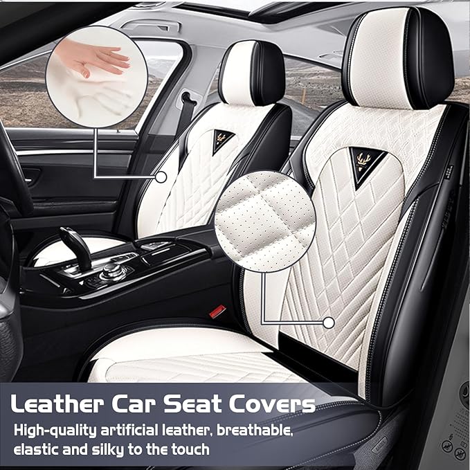Truck Seat Covers for Ram 3500 2009-2026, Waterproof Premium Leather Full Coverage Car Seat Cover, Muscle Sport Style Auto Interior Seat Cover Sets (Full Set/Black White)