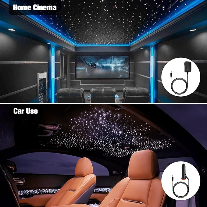 CHINLY Twinkle 550pcs 9.8ft 0.03in Fiber Optic Lights Star Headliner Kit, Music Mode Bluetooth APP Control Remote, RGBW Star Roof Lights for Home Theater/Pool Ceiling