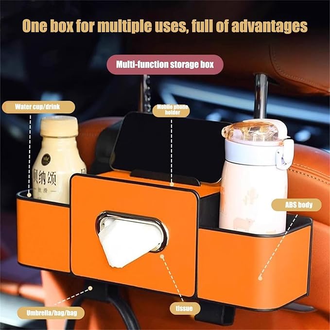 Car Organizers and Storage Box Behind Seat, Large Car Seat Back Organizer for Hold Phone, Drinks, Handbag, Universal Fit for Suv/Sedan (Brown, 1pcs)