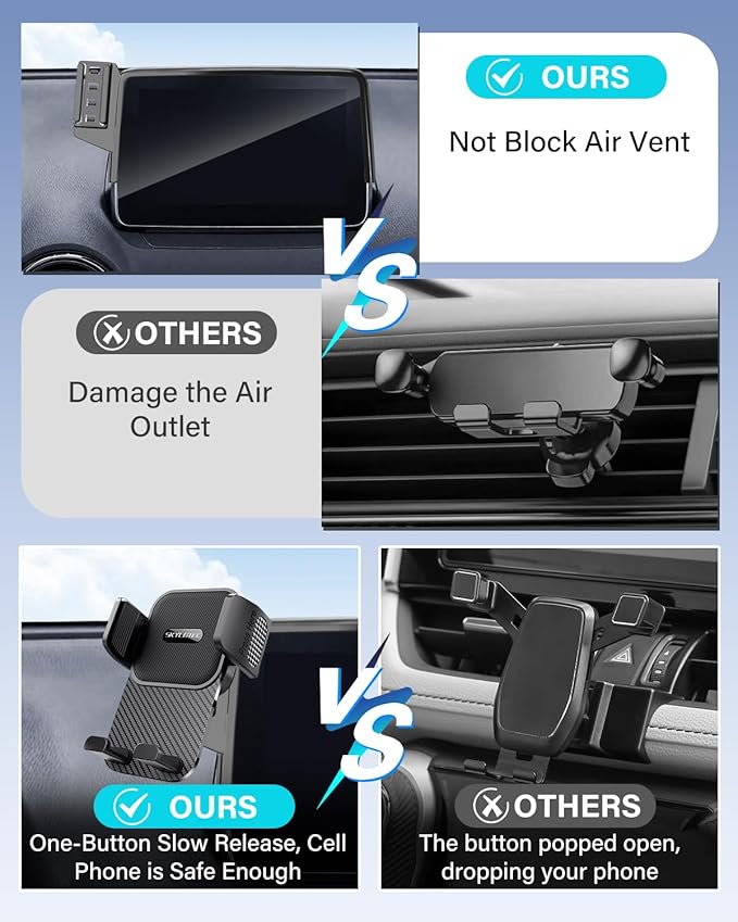 SKYLOTEC Car Phone Holder for Toyota Tundra 2022-2026/Sequoia 2023-2026 Accessories 14-inch Screen Fixed Clip, Automobile Cradles Phone Mount, Cell Phone Base Not Block Air Vent