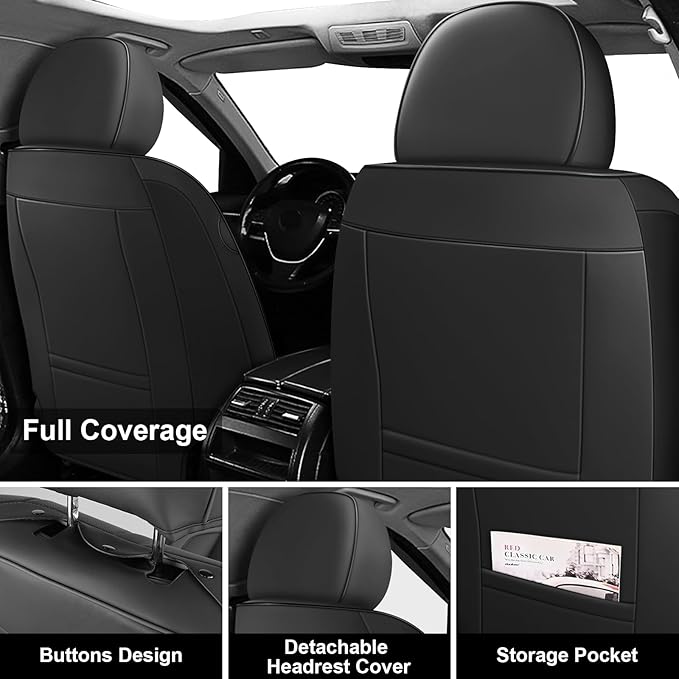 Fit for 98% of Mercedes Benz Car Seat Covers, Premium Nappa Leather Seat Cover, Fully Wrapped Protect Modern Style Seat Cover (2-Seat Standard, Classic Black)