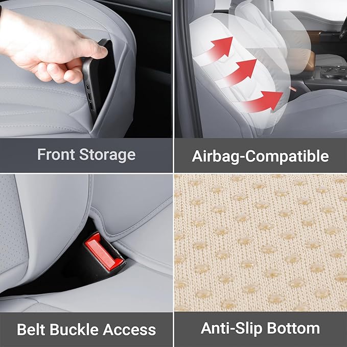 Coverland Custom Fit Car Seat Covers for SUV Compatible with [2025-2026 GMC Terrain] Premium Water Resistant Leather Non-Slip Back Support Cushion Interior Protector [Full Set Gray - Size Chart X64]