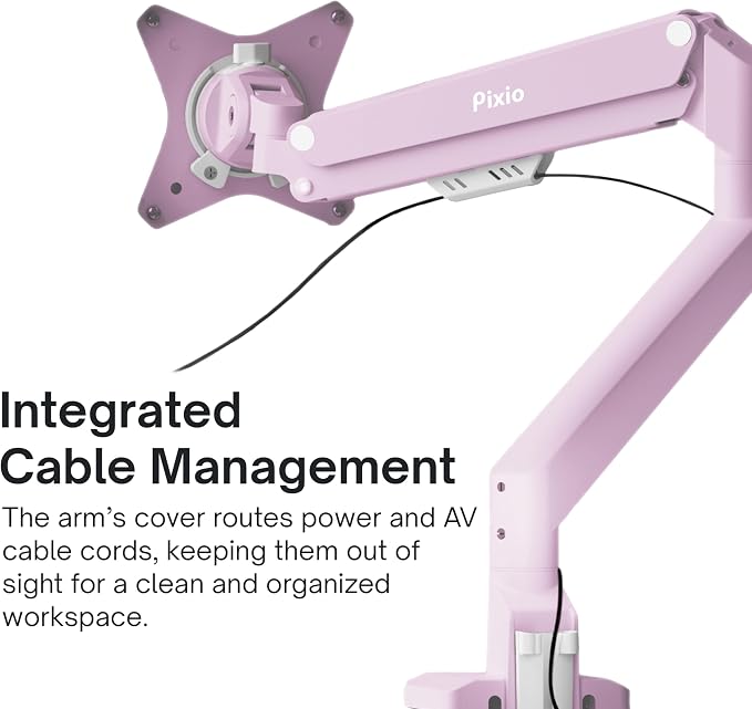 Pixio PS1S Wave Pink Single Monitor Arm Stand Desk Mount
