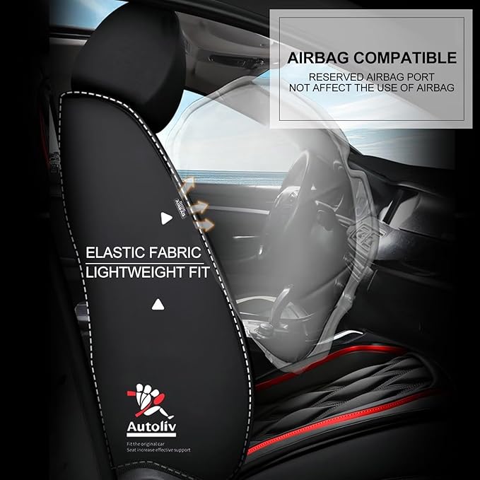 AOMSAZTO Car Seat Covers,2 Front Seats Custom Fit for Mitsubishi Outlander 2007-2024 2025 2026,Leather Car Seat Cover Seat Cushion Protector,Airbag Compatible Waterproof Black