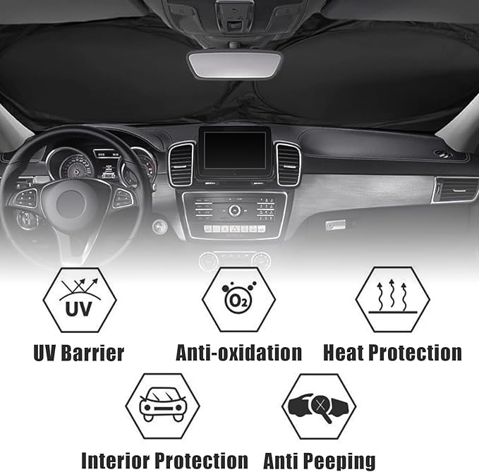 Funny Squirrel Car Windshield Sun Shade Foldable Sunshade Front Window Cover Sun Visor Protector Accessories (59x27.5 inches)