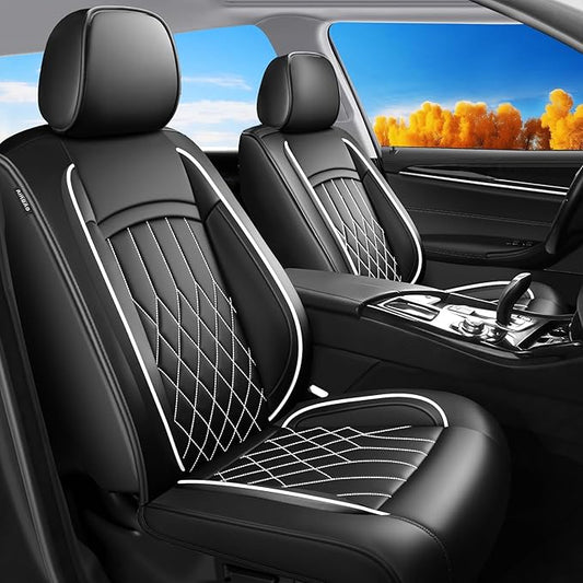 Fit TSX Car Seat Covers for Acura TSX 2003-2014 - Premium Leather, Waterproof, All-Weather, Airbag Compatible, Anti-Slip, Breathable, Easy Install, Seat Protectors, Full Set, Whiteline
