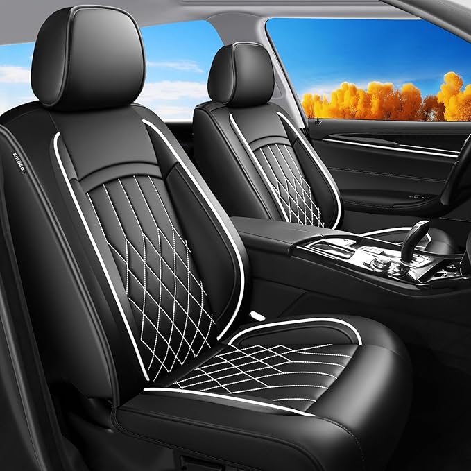 Fit RDX Car Seat Covers for Acura RDX 2010-2026 - Premium Leather, Waterproof, All-Weather, Airbag Compatible, Breathable, Easy Install, Seat Protectors, Only 2 Front seat Covers, Whiteline