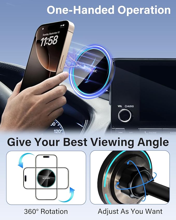 Phone Holder for Mazda CX-5 CX5 2021-2025 Accessories 10.25-Inch Screen Fixed Clip, Car Magnetic Phone Mount Compatible with MagSafe, Magnets Fast Wireless Charger CX 5 Cell Phone Holder Base