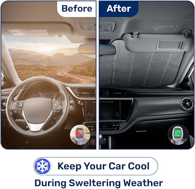 GENANY Pickle Family Windshield Sun Shade for Car SUV Truck (55x30 Inches), Funny Sun Shade Windshield, Shades for Windows, Protector Blocks UV, Car Decor