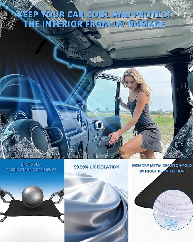Windshield Sunshade for Land Rover Defender 2020-2026 Sun Shade Car Windshield Accessories Upgrade 4 Layers Blocks UV Rays Custom Fit Defender 240T Car Window Shades Front Windshield Keep Cool