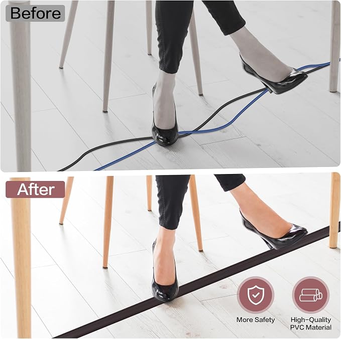 Floor Cord Cover Self Adhesive Cord Hider Floor Extension Cord Covers
