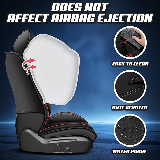 Car Seat Covers for Mitsubishi Outlander 2003-2026, Premium Nappa Leather Car Seat Cover, Stylish Sport Seat Covers， Automobile Seat Cover Sets.(Standard 2 Seats/Black)
