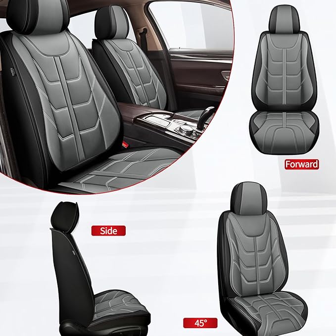 TTX LIGHTING Car Seat Covers fit for Chevrolet Trax 2024-2026 Front Seat: Premium Leather Automotive Seat Cover with Airbag Compatible Waterproof (2 Seats, Black & Gray)