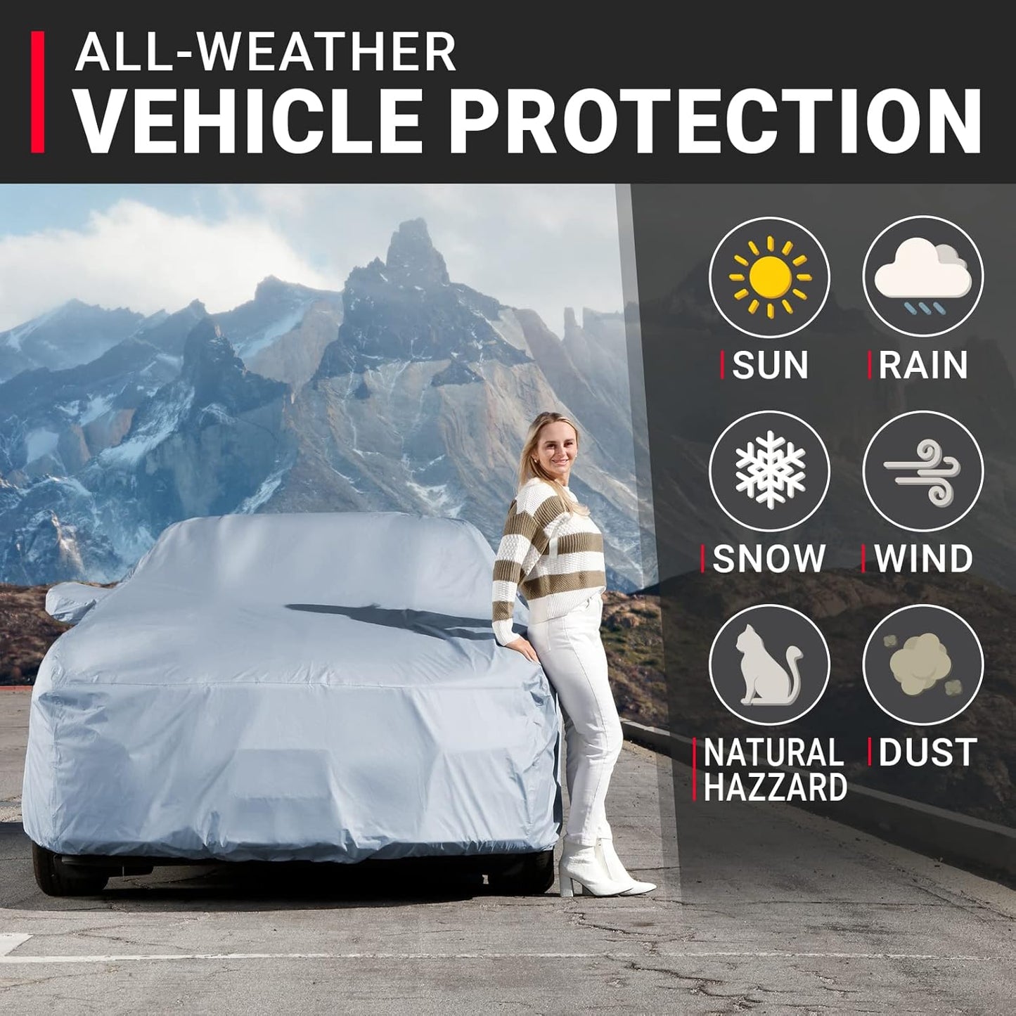 iCarCover Premium Car Cover for 2009-2019 Chevy Cruze Sedan Heavy Duty Waterproof All Weather Automobiles Custom Fit Indoor Outdoor UV Snow Protection Covers with Straps and Bag