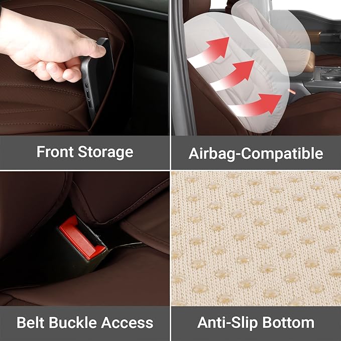 Coverland Custom Fit Car Seat Covers for Car Compatible with [2008-2023 Dodge Challenger Bucket Style Seats] Premium Waterproof Non-Slip Interior Seat Protector [Full Set Dark Brown - Size Chart X72]