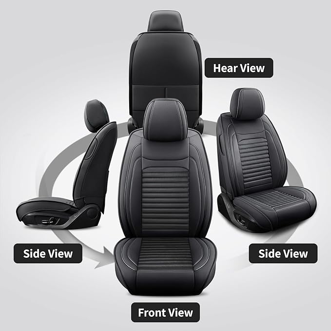 Front Seat Covers Fit for Toyota C-HR 2018-2022, Car Seat Covers Front Seats, Breathable Faux Leather Automotive Seat Covers Front Pair Anti-Slip Seat Cover(Black, Front)