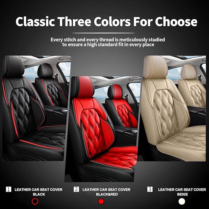 AOMSAZTO Car Seat Covers,2 Front Seats Custom Fit for Jeep Patriot 2007-2017,Faux Leather Automotive Cushion Covers Seat Protector,Airbag Compatible Waterproof Black&Red
