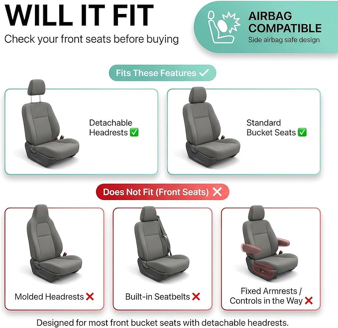 FH Group Automotive Car Seat Covers Full Set Premium 3D Air Mesh Front Seat Covers, Airbag Compatible & Split Bench Cover Universal Fit Interior Accessories for Cars Trucks and SUVs - Red