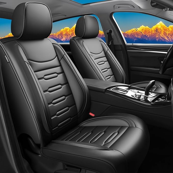 Fit Outback Car Seat Covers for Subaru Outback 2010-2024 2025 2026 - Upgraded Premium Waterproof & Breathable Leather, Airbag Compatible, All-Weather Seat Cushion Protector (Full Set, Black)